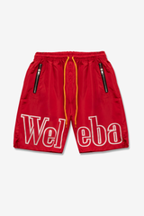 Weleba Red Nylon Shorts