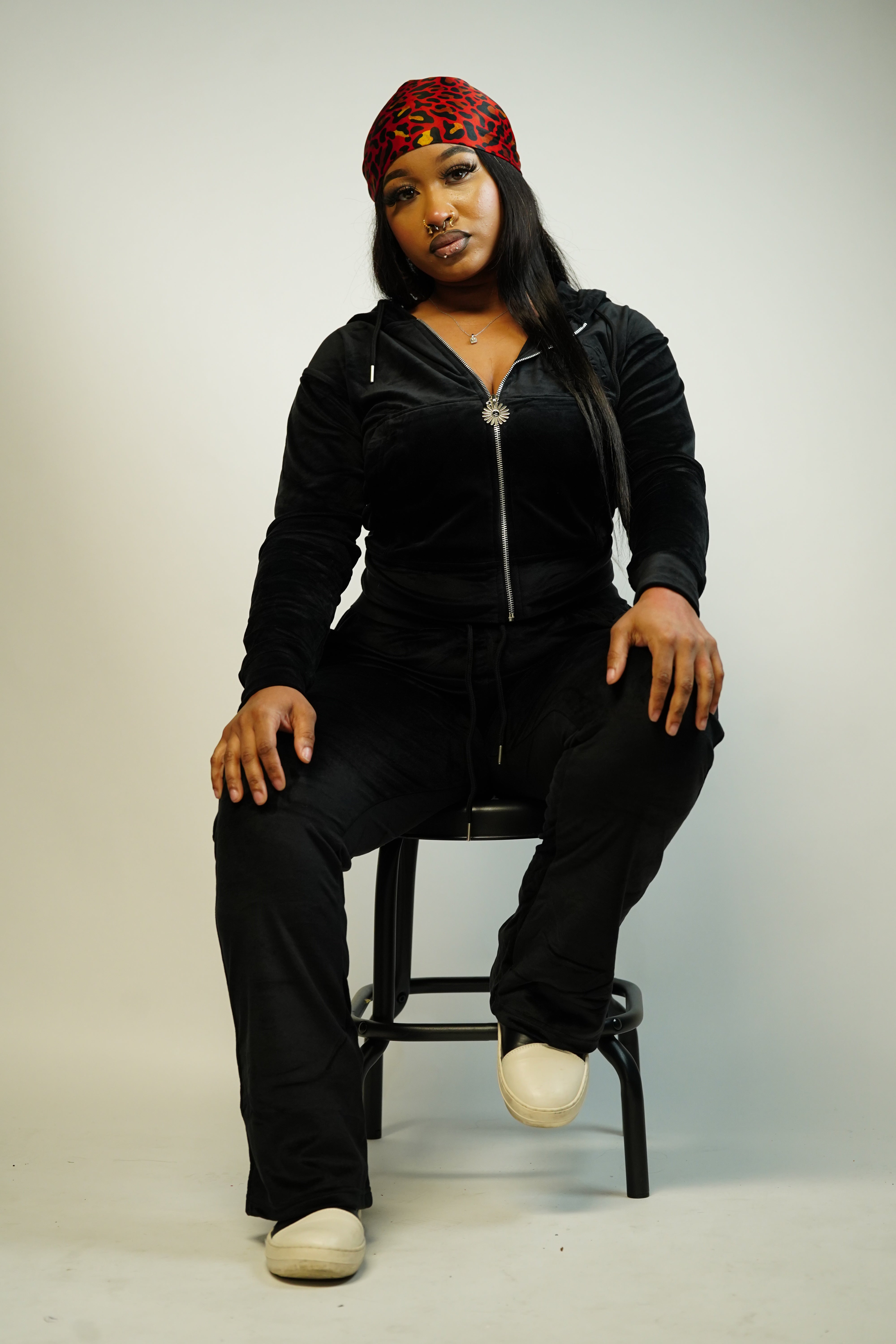 Women's Black Velour Track Set – Weleba