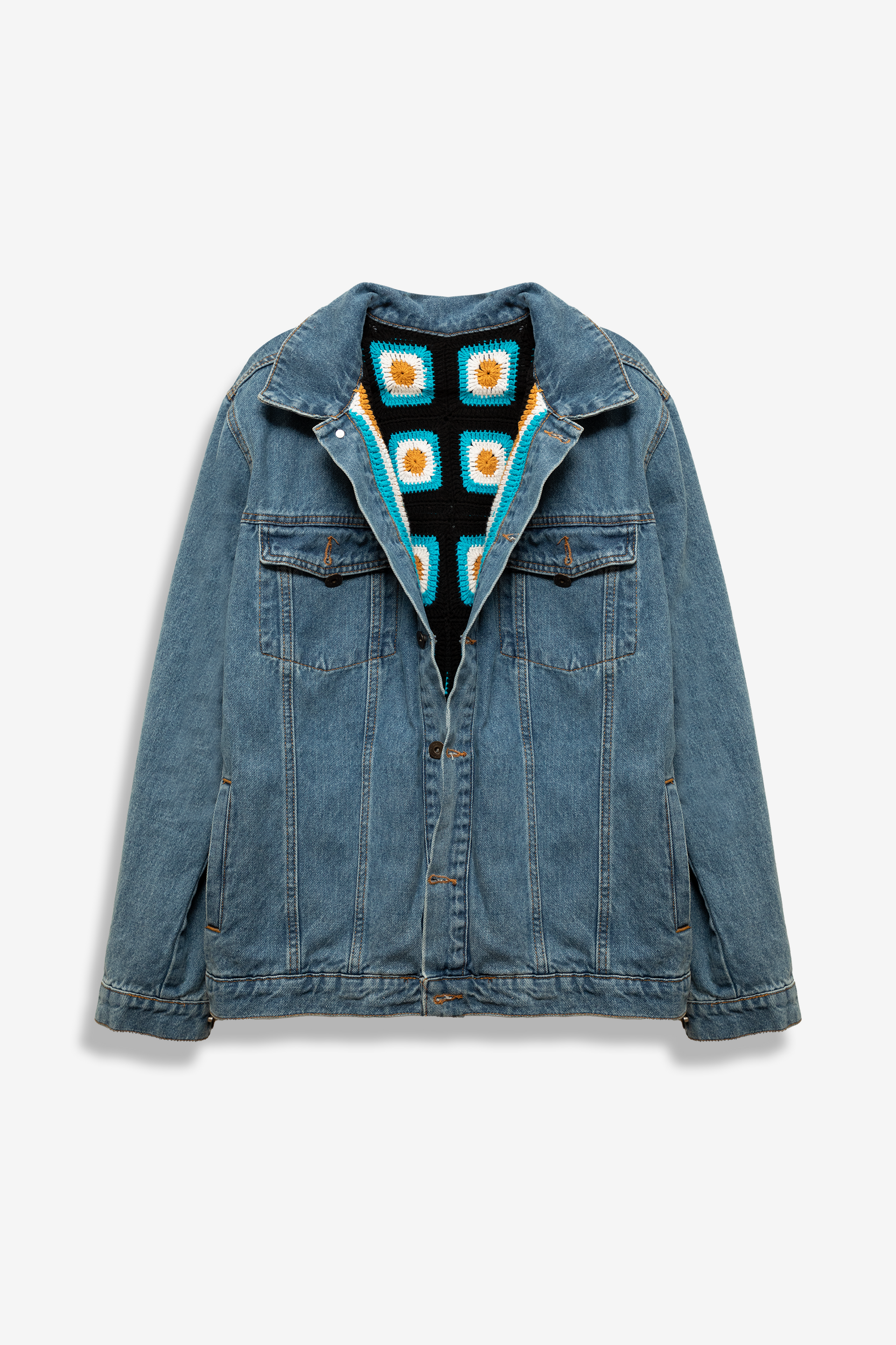 Italian Handmade Crochet Reversible Jean Jacket/Beanie