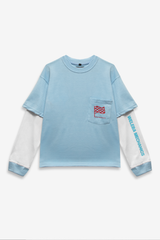 Baby Blue Double Layered Auto Repair Tee