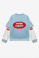 Baby Blue Double Layered Auto Repair Tee