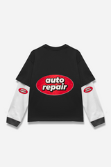 Black Double Layered Auto Repair Tee