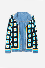 Italian Handmade Crochet Reversible Jean Jacket/Beanie